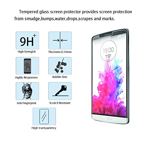 [3 Stück] LG G3 Panzerglas Schutzfolie, WEOFUN Ultra-klar LG G3 Displayschutzfolie, Panzerfolie für LG G3 Folie [0.33mm, Anti-Kratzen, Anti Fingerprint, 9H Härte] - 3