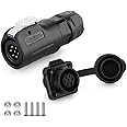CNLINKO LP-12 Industrial Waterproof Connector IP68 Circular Connector Quick Plugging Aviation Connector PBT Plastic Shell Connector Fast Release Connector M12 2-8 Pin Flange Socket (7 Pin)