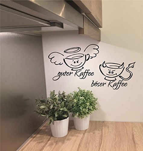 *NEU* Wandtattoo f. Küche/Esszimmer/Büro ***GUTER Kaffee - BÖSER Kaffee" m. Größen u. Farbauswahl (60cm)