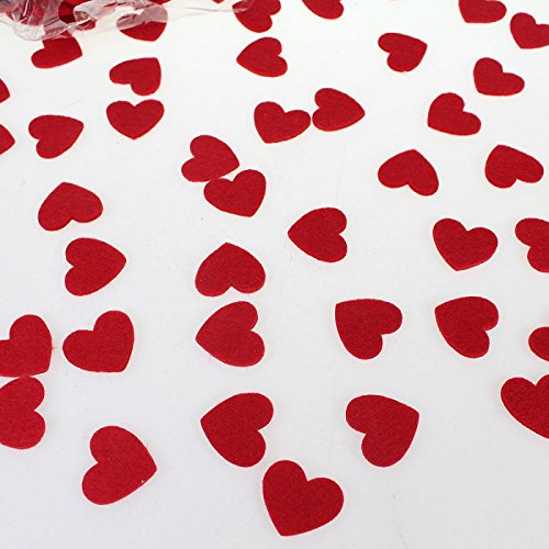 Streudeko Herzen Herz Filz Filzherz flach 200 Stück 3cm Hochzeit Tischdeko rot oder weiß, Farbe:rot - 2