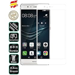 Protector de Pantalla Cristal Templado Curvo 3D Completo para Huawei P9 Blanco - Movilrey