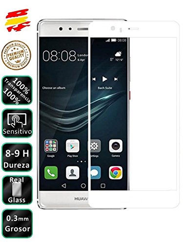 Protector de Pantalla Cristal Templado Curvo 3D Completo para Huawei P9 Blanco - Movilrey