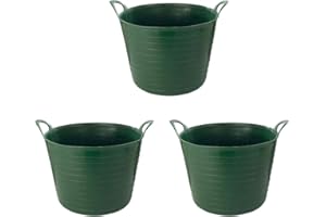 M1SS Set of 3-26L/40L/75L Litre Dark Green Robust Versatile Multipurpose Medium/Large/Extra Large Flexi Tub Garden Home Flexible Plastic Storage Container Bucket Tub Trugs Flex Tub (26 Litre)