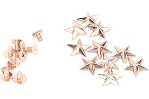 HEEPDD Leather Rivets, 10Pcs 14mm Punk Rock Style Star Shaped Studs with Spikes for Clothes Belt Bag Shoes Jackets Purses Leathercraft(14mm gold)