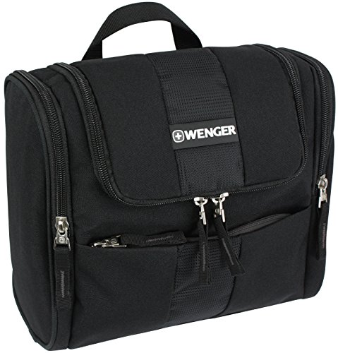 WENGER® Premium Kulturbeutel mit Aufhängevorrichtung für Damen und Herren | Kosmetikbeutel Kulturtasche Kosmetiktasche Waschtasche zum Aufhängen mit Haken | Hängeorganizer Schwarz/Grau