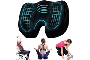 TheComfortZone Seat Cushion for Office Chair,Tailbone,Hemorrhoid,Sciatica,Back Support Pain Relief Chair Cushion pillow, Ergonomic Memory Foam Non-Slip seat pads, Coccyx Cushion, Car seat, Wheelchair
