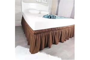 AQIGR Mantovana Gonne Elastico Polvere Increspature Intorno Letto Wrap Singolo/Matrimoniali/Una Piazza e Mezzo Gonna da letto Tre Lati Tessuto Balze - Lunghezza 38 cm ( Color : Brown , Size : 200x200+38cm )