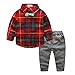 Produktbild 2 Baby Jungen Casual Kleidung SET Kinder Plaid Hemd Tops Hose Outfits (140)