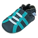 Material exterior: cuero Zapatillas De Cuero Pantuflas Zapatos Infantiles Zapatos de gateo Bebé Cuero Zapatos primeros pasos con blanda gr.19-33 por lappade \"Sport TURQUESA\" Art.58 - Más Colores, 21/22 EU