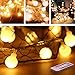 Produktbild Opard Lichterkette, 50 LED Globe Lichterkette Warmweiß 5M 8 Modi Fernbedienung Zeitschaltuhr 20 Clips Batteriebetriebene IP44 Wasserdicht, Ideal für Innen und Außen Weihnachtsdeko usw