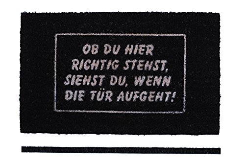 Bambelaa! Fußmatte „Ob Du Hier Richtig Stehst…“ Kokos (ca. 75×45 cm) Rutschfeste Pvc Gummi Unterlage Schwarz 1 Stück - 3