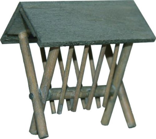 Krippenzubehör, Futterkrippe mit Dach, Höhe 11cm