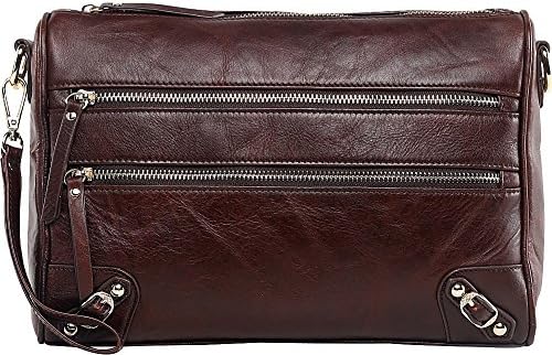Vicenzo Leather Women's Cross Body Bag, Esperance, Dark Brown