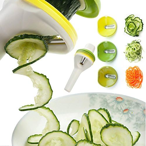 Premium Kitchen Aid Hand Vegetable Slicer Spiral Cutter with 3 Blades, Julienne Cutter Sprals Shne Slicer for Carrot Healthy Vegetable Spaghetti, Potato, Vegetable, Radish, Carrots, Radish, Zucchini Noodles