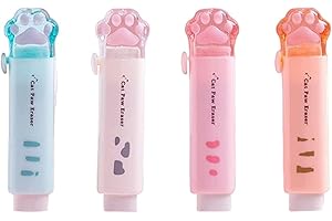 DWANG 1Pc Random Color Student Rubber Rubbing Eraser Retractable Reward School Supplies Push-Pull Cat Paw Cute Eraser School Pencil Eraser Pencil Eraser Standard