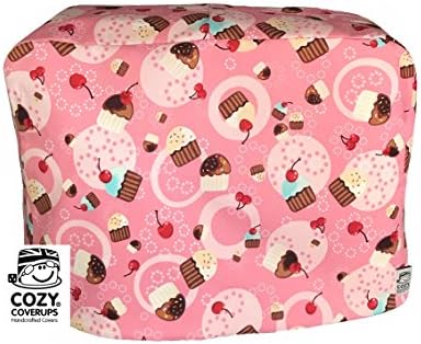 CozyCoverUp for Kenwood Patissier Food Mixer Cover Pink Cupcakes Cotton, Handmade in The UK and Fully Lined