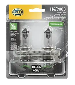 Hella H4P50TB + 50% Performance H4 Bulbs, 12V, 60/55W, 2 Pack