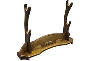 XMRISE Spada Stand Tavolo Terra Katana Display Adatto Holder Samurai Legno Solid 2-Tier