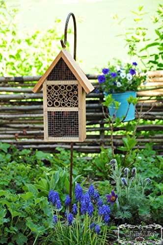 Insektenhotels, Kombi Metallstiel HD-MMS hellbraun braun Nistkasten Schmetterling Marienkäferkasten Insektenhäuschen – biologischer ökologischer natürlicher Pflanzenschutz – ökologische biologische natürliche Blattlausbekämpfung – Insektenhotels, Kombi Metallstiel komplett mit Schäferstab und zum Aufstellen – Tolle Farbwahl – Marienkäferhaus Schmetterlinge Gartendeko Gartendekoration Marienkäfer Marienkäferkasten Schmetterlingshaus - 2