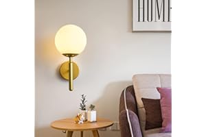 Chao Zan Moderne Retro Glass Ball Applique Murale Lampe de Chevet Intérieur Appliques en Métal Doré E27 Ampoule Foyer Salle à manger Applique Murale Décorative (sans ampoule)…