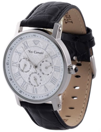 Yves Camani Herrenuhr Quarz Edelstahlgehuse Lederarmband Mineralglas BAROCCO  schwarz/schwarz YC1001-B Yves Camani Herrenuhr Quarz Edelstahlgehuse Lederarmband Mineralglas BAROCCO  schwarz/schwarz YC1001-B