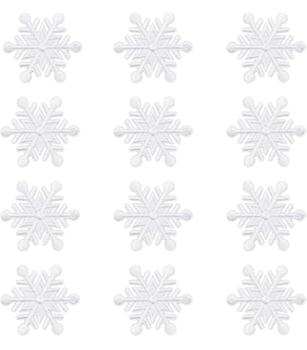 Toppa Ricamata Fiocco Di Neve 8 Cm - Termoadesiva E Da Cucire - Decorazione Natalizia Per Abbigliamento E Accessori - 2