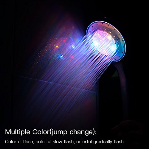 Crazyfire Duschkopf, bunte automatische Farbwechsel-RGB-LEDs, Rund, 7 Farben, Handbrause - 3