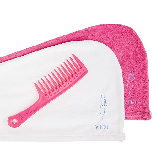 Haar Turban Handtuch, Kopf-handTuch Mikrofaser (2 Stück), Kostenlos Großen Kamm - 3