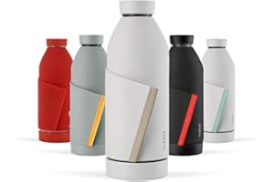 Closca Botella de Agua de Cristal 420ml Bottle. Cantimplora de Vidrio Libre de BPA. Doble Apertura y Solapa Elástica para fácil Transporte.