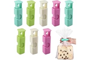Glanzend Bag Clips,Bread Clip Plastic,8Pcs Sealingclips for Food Bags,Squeeze and Lock Bread Clips for Food Storage,Bag Closure Clip,For Sealing and Storing food,Snacks,Handy,Reusable,Secure