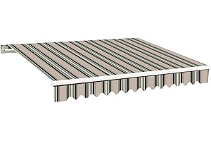 GREEN BAY Greenbay Multi-stripe Garden Patio Awning Canopy Sun Shade Shelter Replacement Fabric - 2.5M x 2M