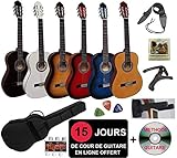 PacGuitare Classique 7/8 (Adulte) + 6 Accessoires + Cour Vidéo et DVD (Noir)