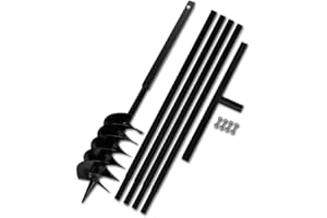 PURADAY Erdbohrer mit Griff 150 mm Verlängerungsrohr 5 m Erdlochbohrer Bohrer mit Einem Griff Metallbohrer Bohrer Set Metall Erdbohrer Hand Bohrer für Edelstahl Handerdbohrer Gartenbohrer