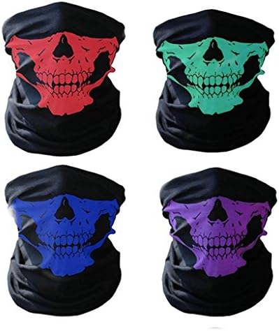 Training Mask,Skull Tubular Protective Dust Skull Mask Bandana Motorcycle Polyester Scarf- Breathable Skull Mask Half Face for Outdoor Riding (4pcs)
