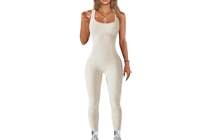 TOMEEK Combinaison Femme Moulante Sexy Sans Manches Une Pièce Combinaison de Yoga Sport Côtelé Élastique Jumpsuit Femme Noir pour Fitness