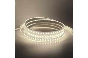 KISUFU 220V Tiras LED,COB SMD 2835 120 LEDs/m,Cada Corte de 1m,IP65 Impermeable,LED Cocina Lights para Escalera de Techo Blancas Tira, gabinete, armario y más, cocina.20M,Blanco natural