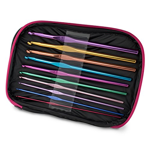 LIHAO 22x Häkelnadel Set Aluminium mit Zubehöre in Tasche Multifarben Häkeln - 4