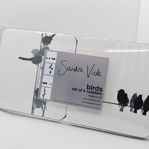 black and white woodland bird coasters