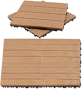 DEVICE OF URBAN INFOTECH Wood Plastic Composite Deck Tile Indoor and Outdoor Interlocking Floor Tiles Waterproof Decking for Garden Balcony Patio -12