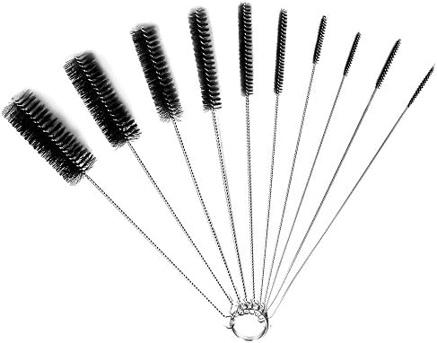 Bottle Brush, Alohha 8.2 Inch Nylon Tube Brush Pipe Cleaning Brushes for Narrow Neck Bottles Cups with Hook, Set of 10