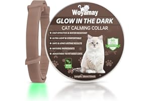Woyamay Collar Calmante para Gatos, Luminoso Collares Calmantes de Feromonas Antiansiedad Natural, Regulable Impermeabl Collares Calmantes para Gatos Pequeños, Medianos y Grandes, Paquete de 1 Marrón