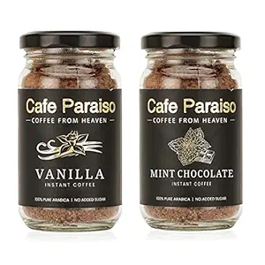 Cafe Paraiso Vanilla & Mint Chocolate Flavored Coffee Combo - 60 g Each|100% Arabica| Natural Flavors| No added sugar| Medium Roasted