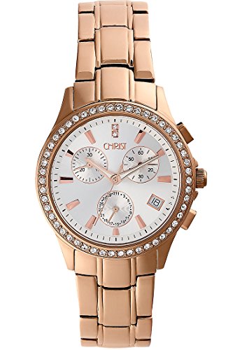 CHRIST times Damen-Armbanduhr Analog Quarz One Size, schwarz, rosé CHRIST times Damen-Armbanduhr Analog Quarz One Size, schwarz, rosé