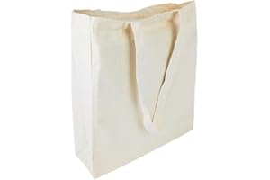 Cottonbagjoe Borsa in iuta per canva, in tessuto simile al jeans (molto robusta e resistente) non stampata con piega laterale e fondo e due manici lunghi 38 x 42 x 10 cm