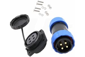 HANGTON CONNECT HangTon HE29 Conector de 4 pines industrial impermeable IP68 Circular plástico macho hembra enchufe panel zócalo, alta potencia (4 pines 45A 380V)