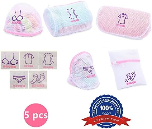5 in 1 Mesh Laundry Bags, Bra Bag, Socks Bag, Panties Bag, Shirt Bag, Coat Bag, Two Mesh Layers, Best Housework Gift - by COLJOY