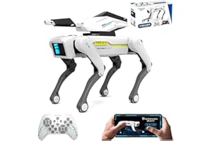 X-Verse RC Robot cane per bambini giocattolo telecomandato, tiro bombe d'acqua voce e interagire, danza programmabile musica cane robotico, regali per ragazzi ragazze 3-12 anni