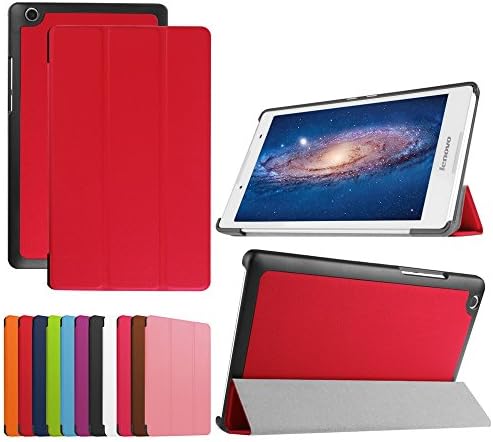 Lenovo Tab3 8 case, HZSSEC Ultra Slim Lightweight Shell Stand Cover Case for Lenovo Tab 3 8 (TB3-850F / TB3-850M) 8.0 Inch Tablet (NOT FIT for Yoga Tab3 8.0 /YT3-850F/L/M), Red