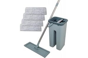 Balai Magique - VENTEO - Balai Extra Large et pivotante 360° - Seau à 2 Compartiments Nettoyage et Essorage - 4 lingettes Microfibre