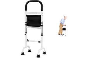 Edteanu Ausili Alzarsi Letto 78-95CM Regolabili Supporto per Alzarsi dal Letto con Luce LED Capacità136KG Ausilio per Stare in Piedi su Divani, Letti, Accanto Alla Toilette per Anziani e Disabili